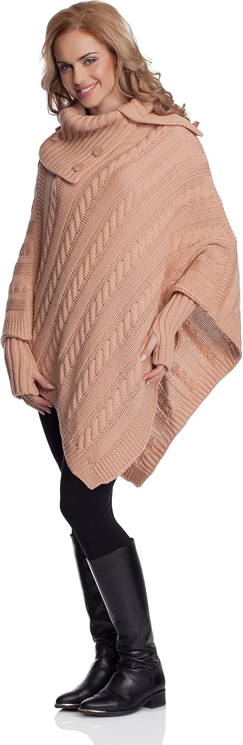 Merry Style Damen Poncho N4293 Einheitsgrösse Aprikose, Einheitsgrösse Aprikose