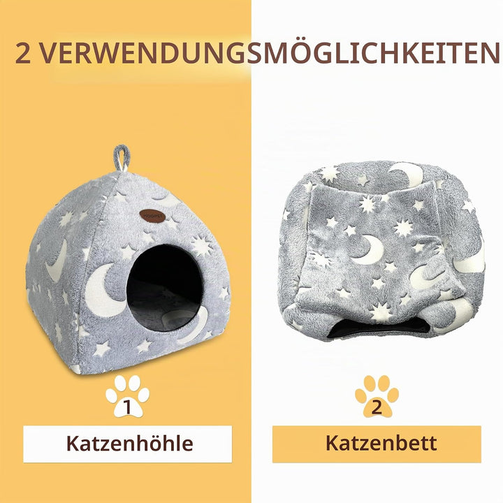 Katzenhöhle Plüsch Katzenhaus mit Waschbarem Kissen Faltbare Katzenzelt Höhle mit Handle Weiches und