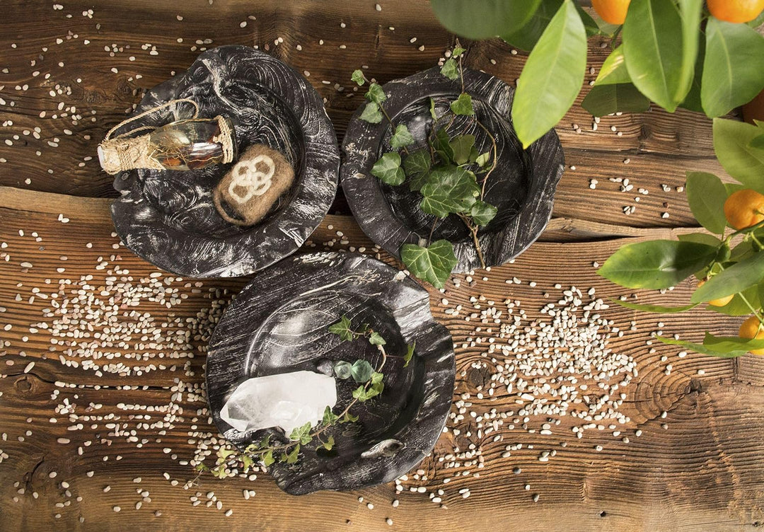 Windalf Schwarze Nordic Holz-Schale MERIATON Ø 29 cm Vintage Geschenkkorb Snack Bohemia Teakholzscha