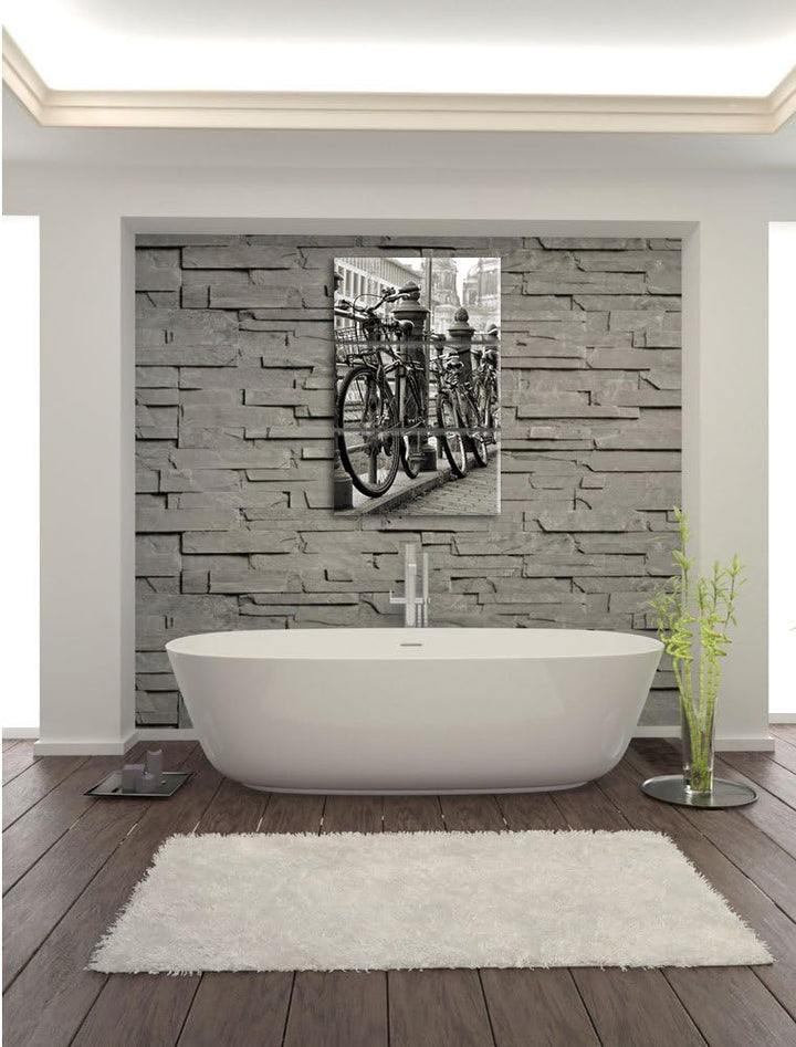 Pixxprint Fahrrad Bahnhof BMX Bahnschiene 3-Teiler Leinwandbild 120x80 Bild auf Leinwand