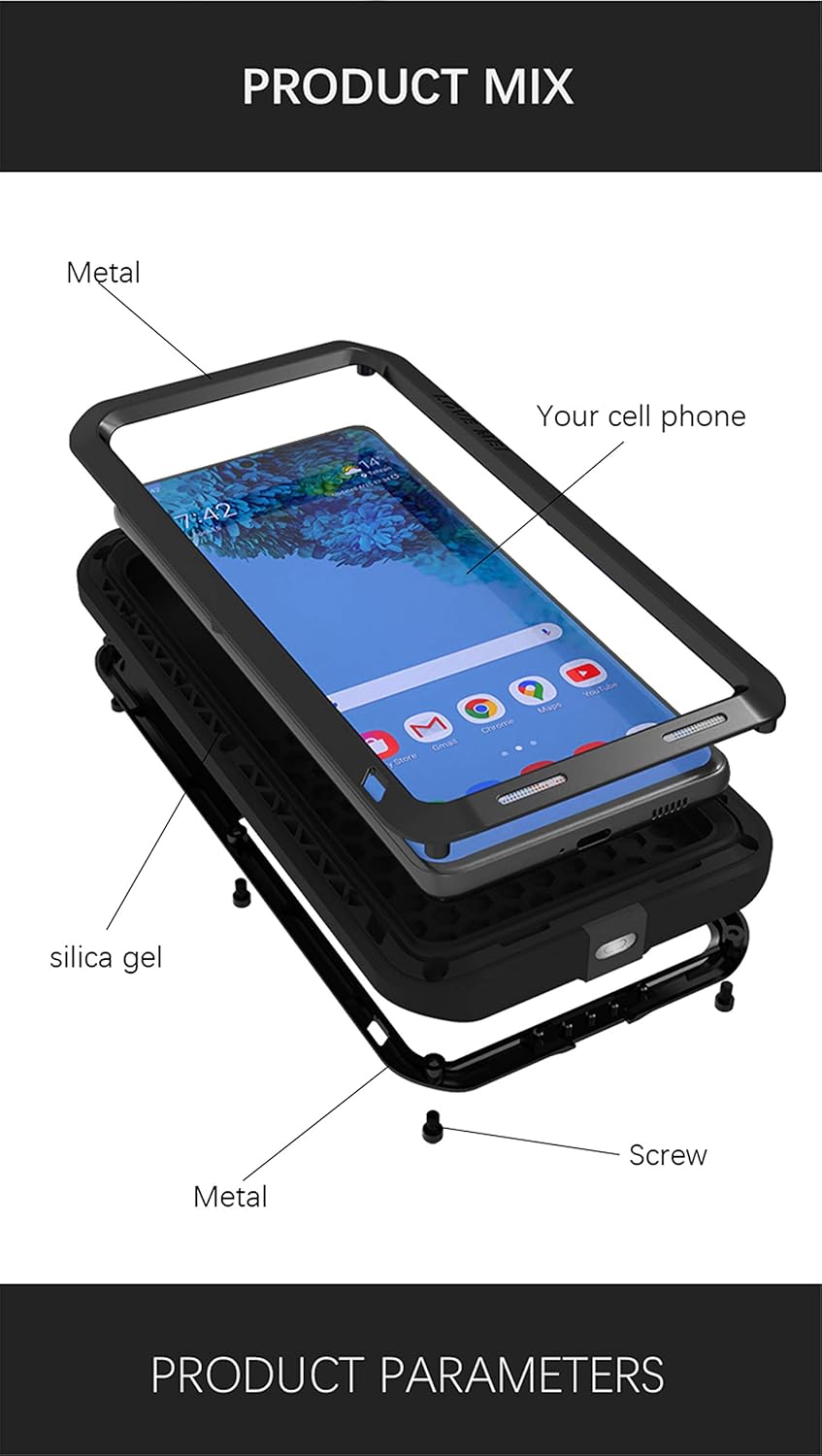 LOVE MEI Für Samsung Galaxy S21 Ultra 5G Metall hülle, Powerful Hybrid Schutz stossfest wasserdicht