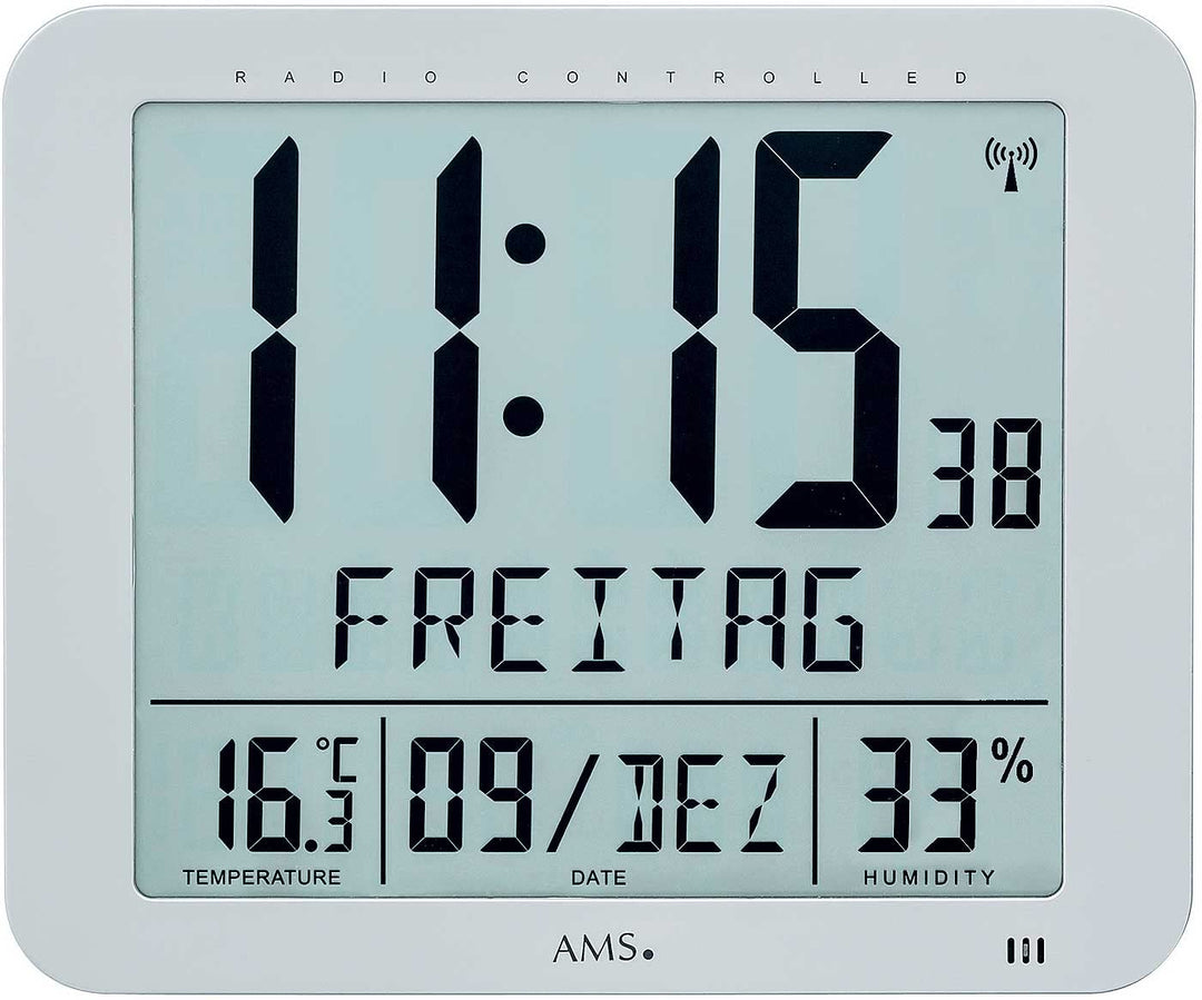 Digital Funkwanduhr silber AMS 5884