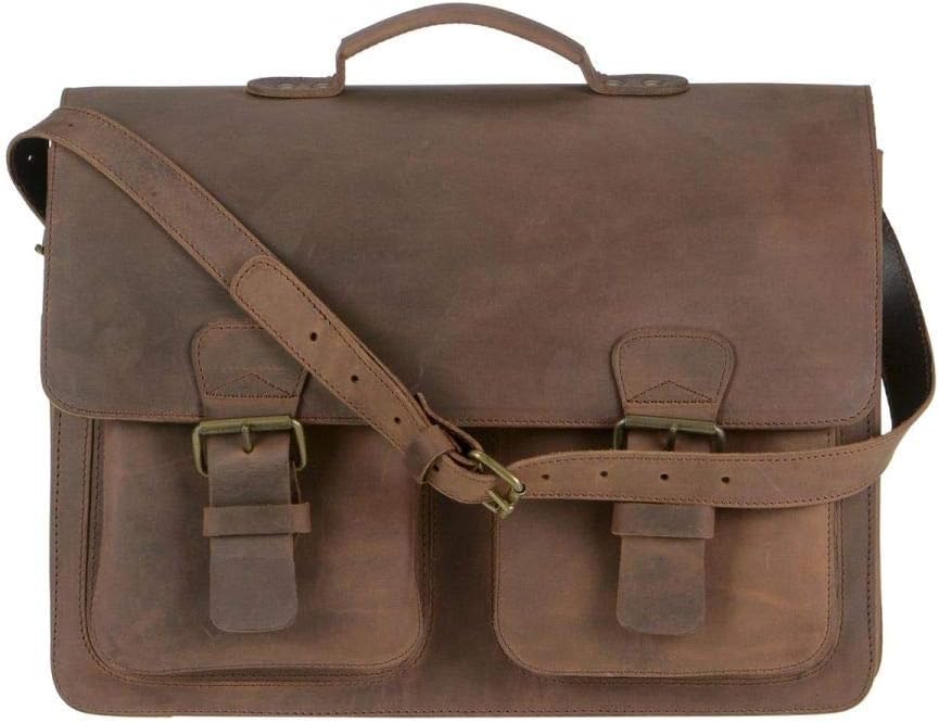 Ruitertassen Lehrertasche Leder XXL Damen Herren Schultasche Aktentasche Tasche 3 Fächer braun Range