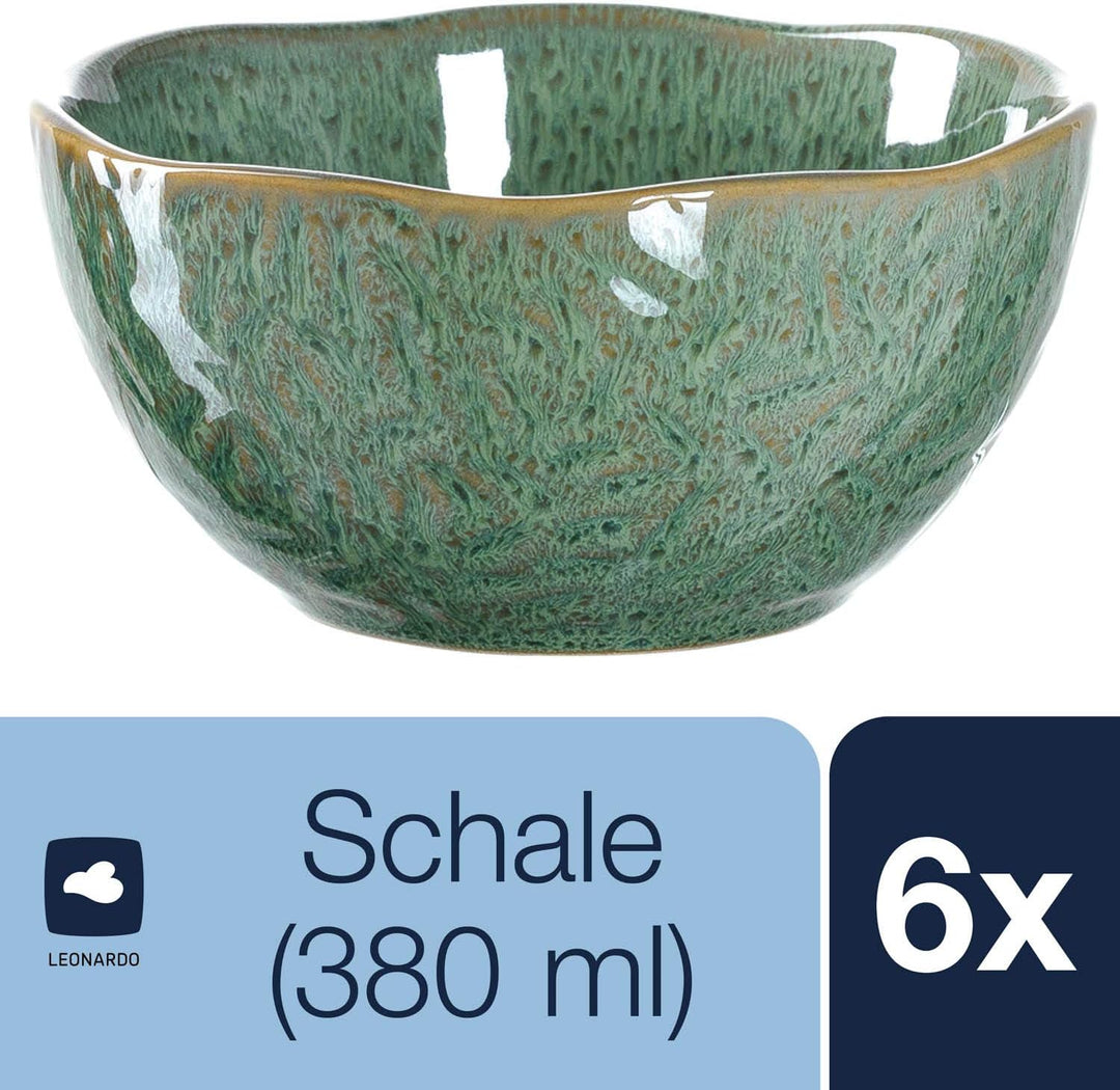 LEONARDO HOME 018583 MATERA Keramikschale 12 cm grün 6er Set, Keramik Grün 12 cm, Grün 12 cm