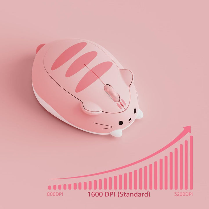 Akko Niedliche kabellose Maus mit Katzenmotiv, rosa Maus, Tri-Mode-Mäuse Bluetooth 3.0/5.0/2.4G USB-
