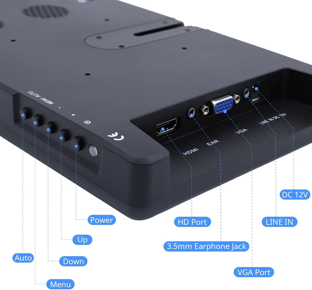 ELECROW Portable Monitor, 10,1 Zoll Mini Monitor 1920X1080p HD VGA Monitor IPS Screen Raspberry Pi D