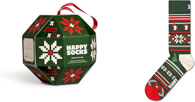 Happy Socks Weihnachtssocken – Feiertags-Baumwollsocken in lustigen Geschenkboxen – Schneemann- und