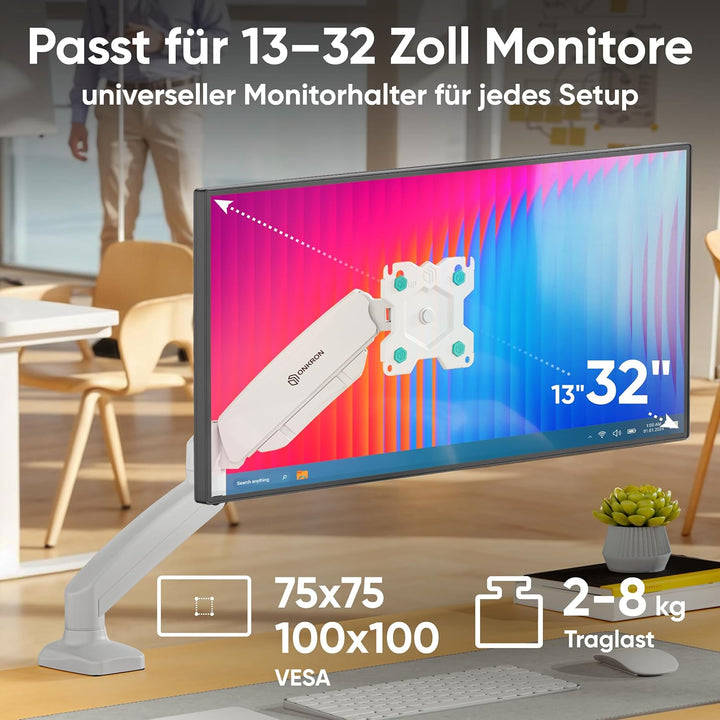 ONKRON Gaming Monitor Halterung 1 Monitor für 13" - 32" Bildschirme bis zu 8 kg - Ergonomische Bilds