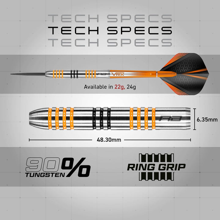 RED DRAGON Amberjack Series Steel Profi Dartpfeile Steeldarts Set mit Flights und Schäfte 22.0 Gramm