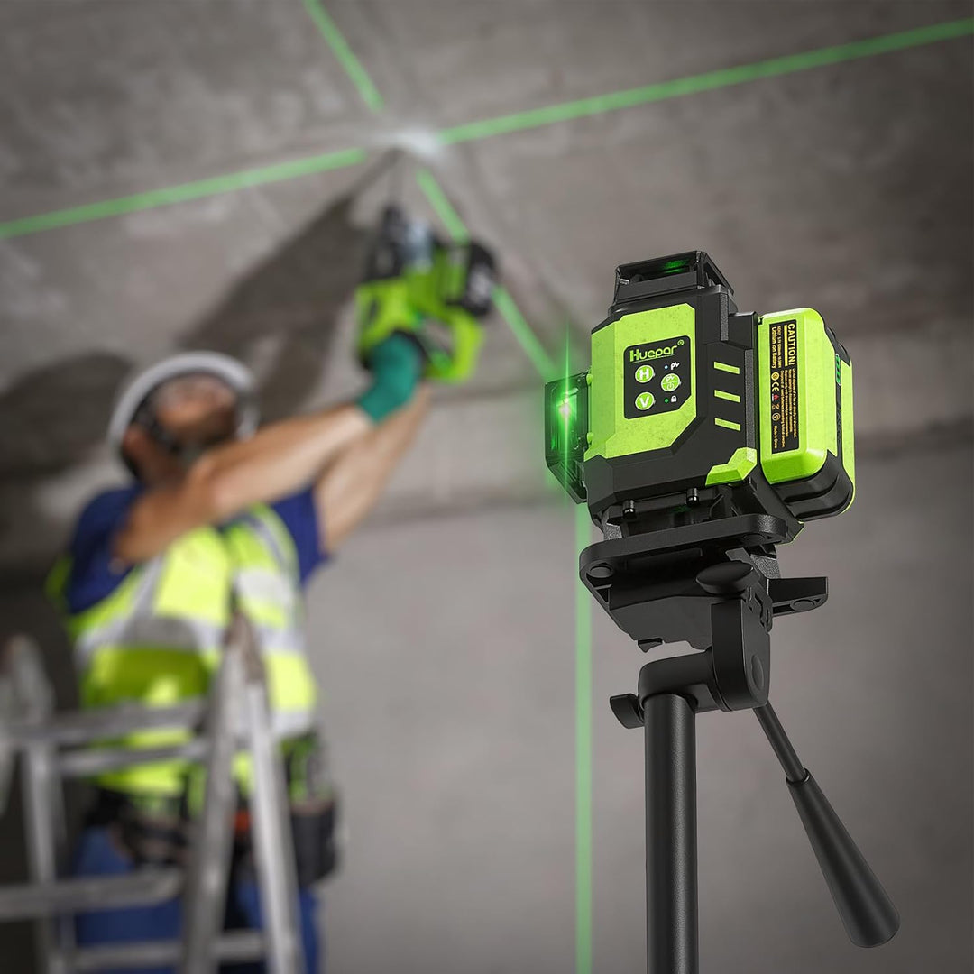 Huepar 4x360 Kreuzlinienlaser Selbstnivellierend 16 Linien Grüner Strahl 4D Linienlaser Fliesenboden