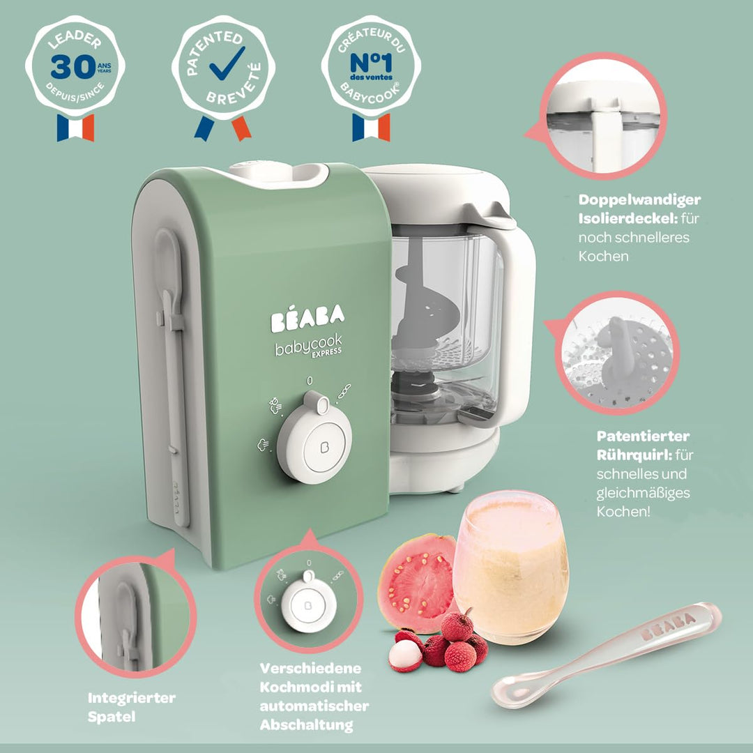 BEABA, Babycook Express, Baby Robot 4 in 1 Mixer/Standmixer, 15 Min. schnelles Kochen, Mixen nach Ma