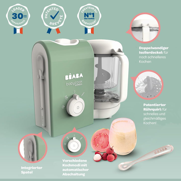 BEABA, Babycook Express, Baby Robot 4 in 1 Mixer/Standmixer, 15 Min. schnelles Kochen, Mixen nach Ma