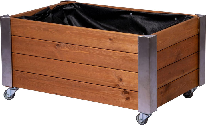dobar® Hochbeet Rolfi | Rollbares Hochbeet mit Pflanzenvlies | Pflanzkasten aus Holz | 78 x 52 x 40,
