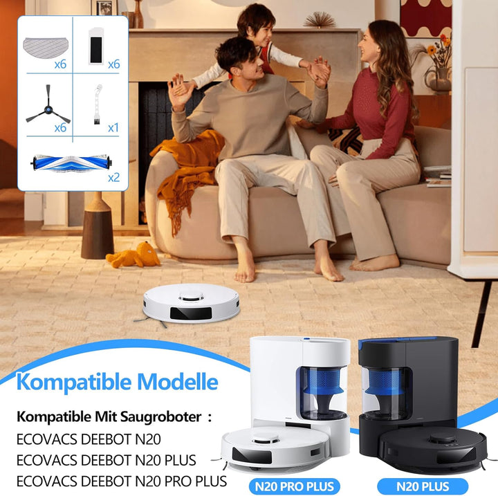 21 Stück Zubehör für Ecovacs Deebot N20 Pro Plus / N20 Plus / N20 Saugroboter, 6 Wischpad 2 Hauptbür