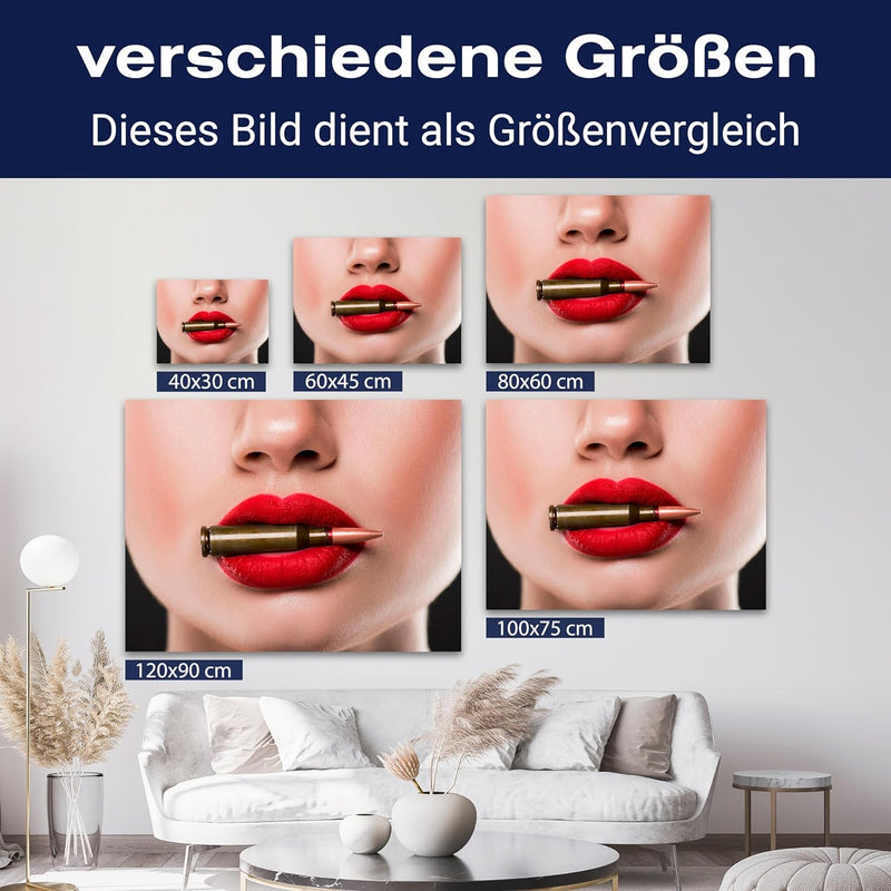 wandmotiv24 Leinwandbild 260 g/m² - Kunstdruck auf Leinwand - Wandkunst - Wandbild mit Frauen Lippen