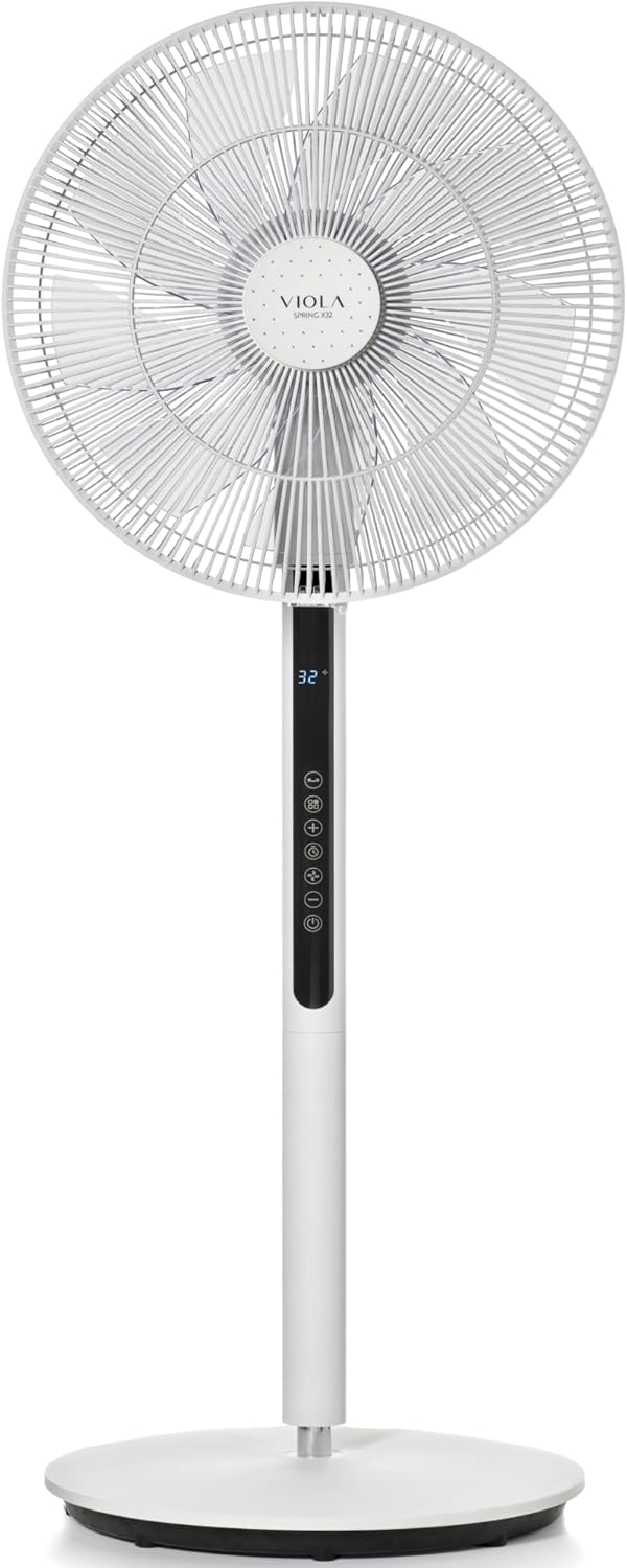VIOLA Leiser und leistungsstarker Standventilator mit Fernbedienung, 32 Geschwindigkeiten, 9 Flügel,
