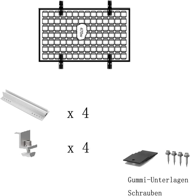 Solarmodul Alu Halterung Befestigungssystem Trapezblech PV Befestigungsschiene Schiene 400MM Endklem