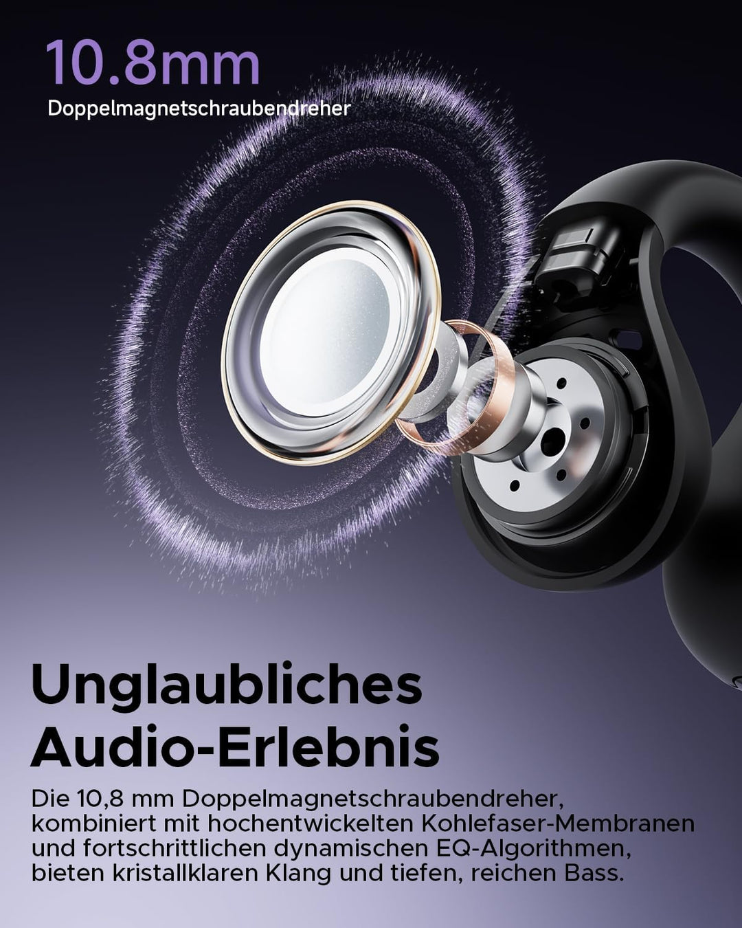 truefree B1 Open Ear Bluetooth Kopfhörer, Clip-On Kopfhörer Sport, Kabellose Bluetooth 5.4, Komfort-