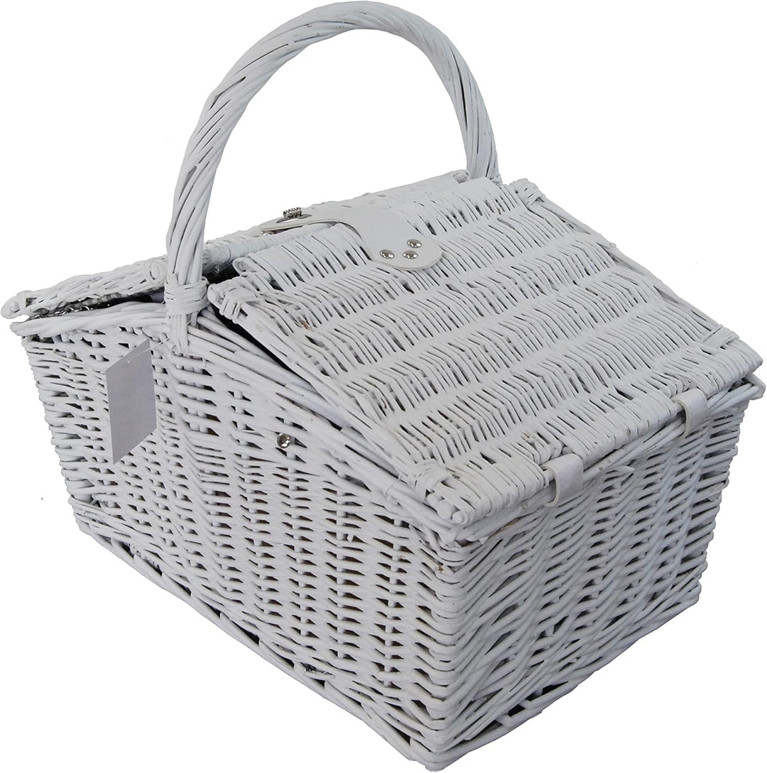 Picknickkorb weide weiss f. 4 Personen m. Henkel inkl. Thermotasche