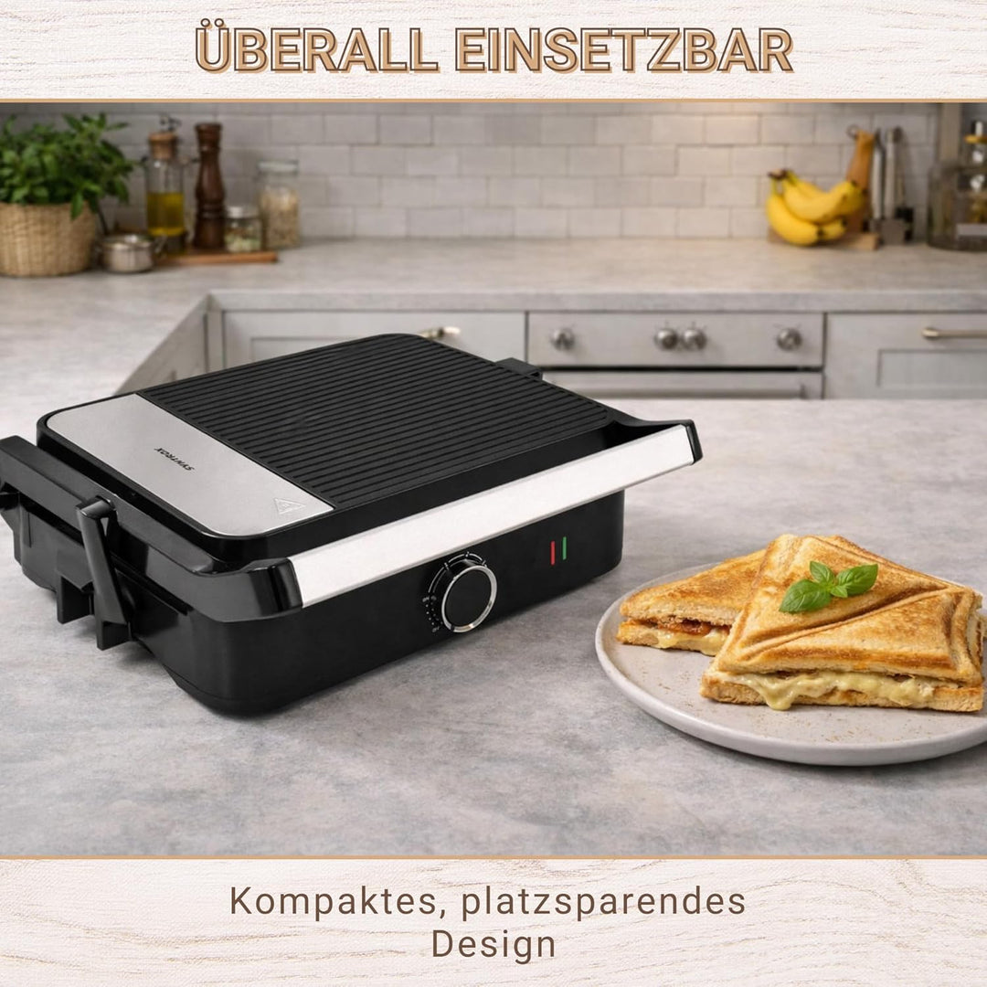 Syntrox SM-1000W Toledo Sandwichmaker mit Wechselplatten – knusprige Toast-Sandwiches schnell &amp; glei