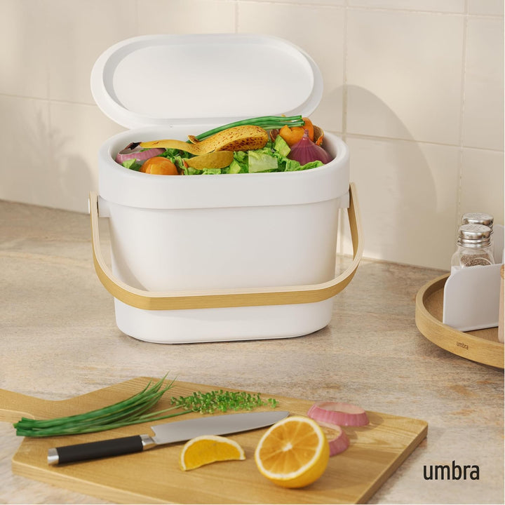 Umbra Bellwood Komposteimer für Küche – Biomülleimer für Arbeitsplatte oder Schranktür, 6l Kompostbe