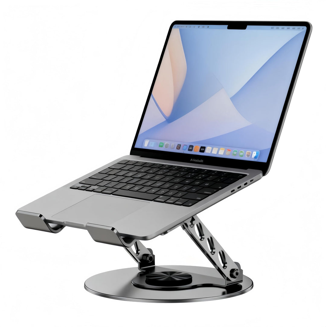 Laptop Ständer Höhenverstellbar mit 360° Drehbarer Basis, Laptopständer Platzsparender Laptop Halter
