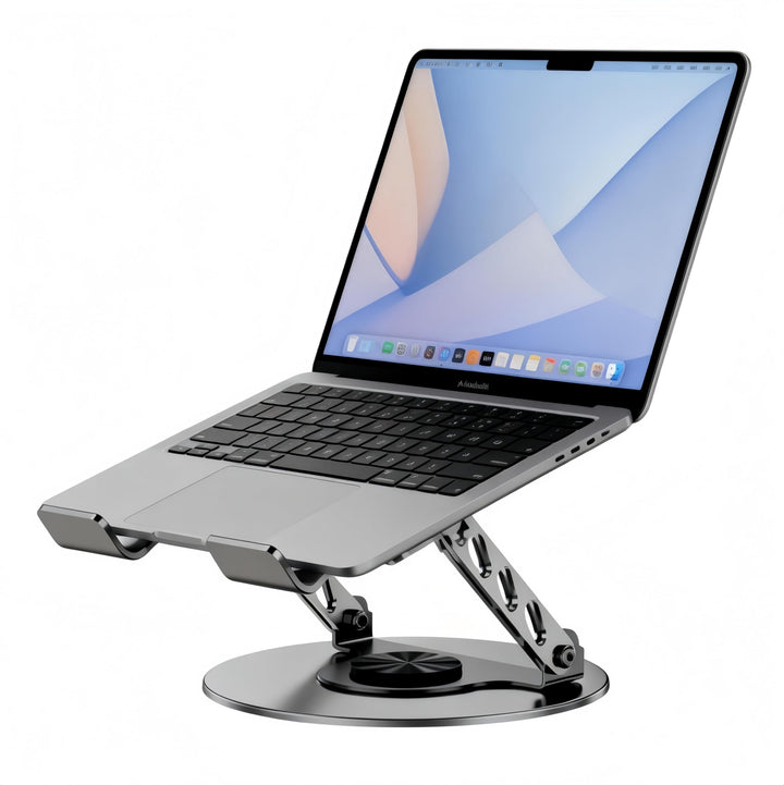 Laptop Ständer Höhenverstellbar mit 360° Drehbarer Basis, Laptopständer Platzsparender Laptop Halter