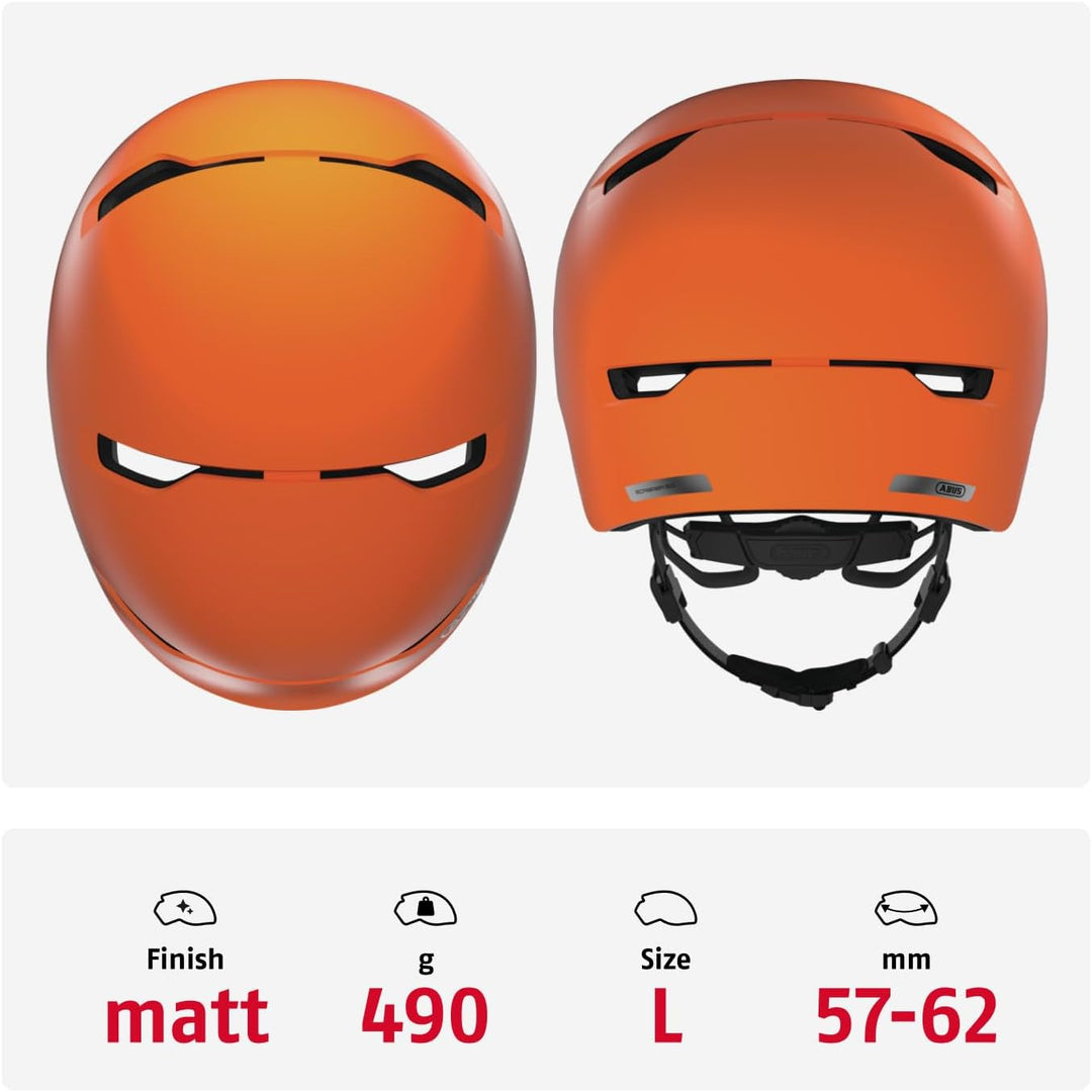 ABUS Stadthelm Scraper 3.0 - Robuster Hartschalen-Fahrradhelm Large(57-61cm) Orange (signal orange),
