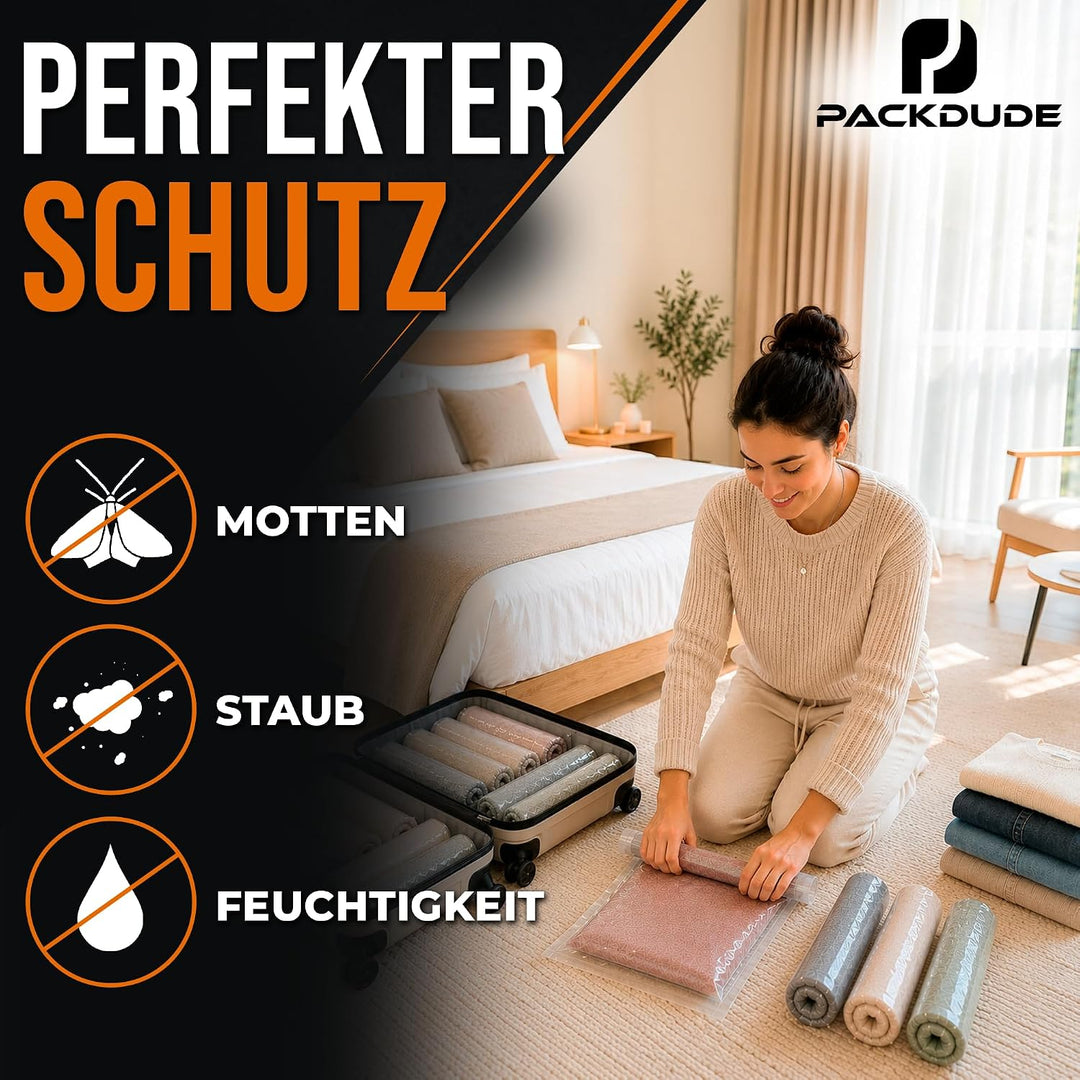 Vakuumbeutel Reise zum Rollen I 10 STÜCK: 3x 70x50cm/ 3x 60x40cm/ 4x 50x35cm I Vakuumbeutel für Klei