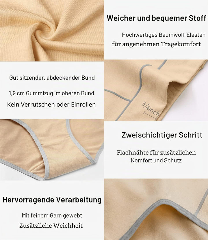 wirarpa Unterhosen Damen Midi Taille Slip Baumwolle Bequeme Unterwäsche 5er Pack S Beige, S Beige