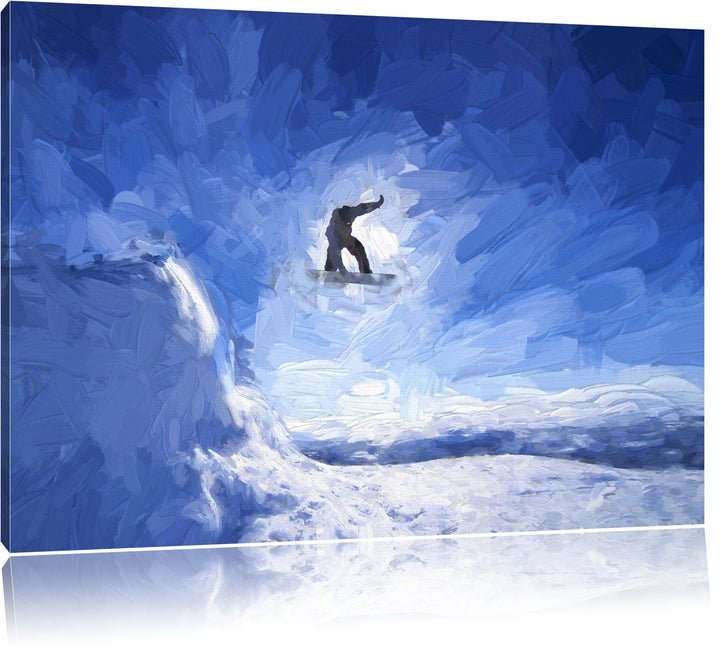 Pixxprint Snowboard Sprung Extremsport als Leinwandbild/Grösse: 100x70 cm/Wandbild/Kunstdruck/fertig