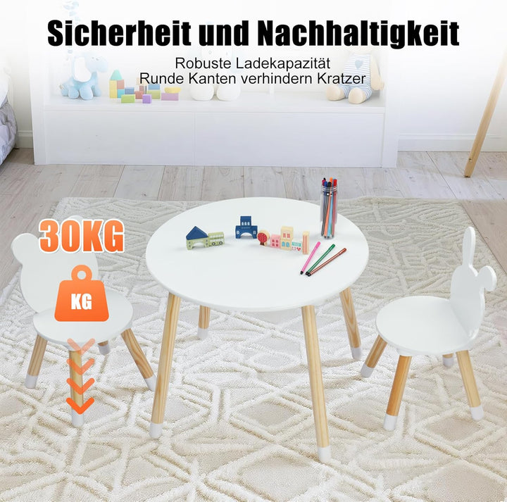LALAHO Kindertisch mit 2 Stühle，Sitzgruppe Kinder，Kinder Schreibtisch/Maltisch für，Spieltisch，mit Ki
