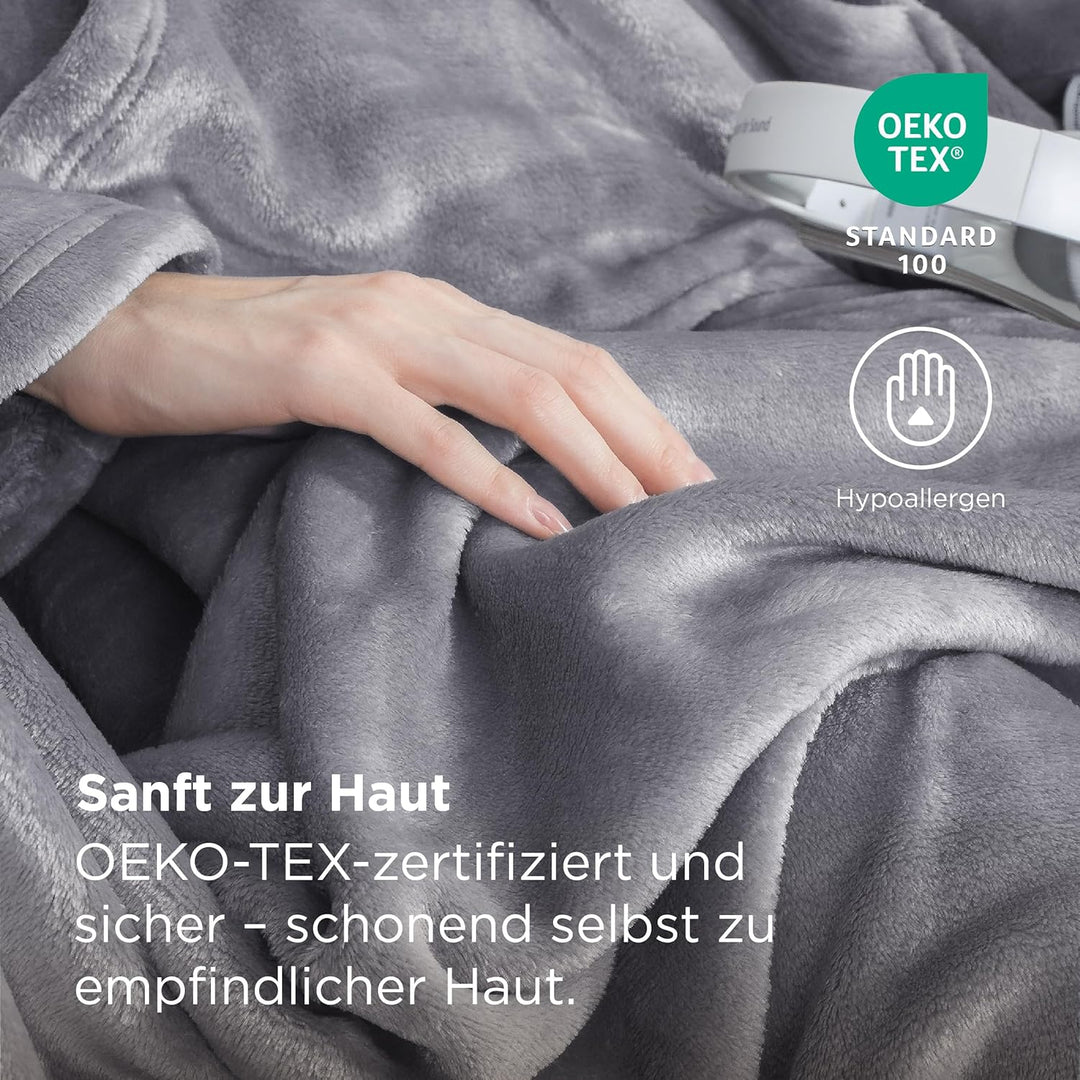 BEDSURE Decke mit Ärmeln als Geschenke für Frauen - Kuscheldecke mit Ärmeln Grau Erwachsene Ärmeldec