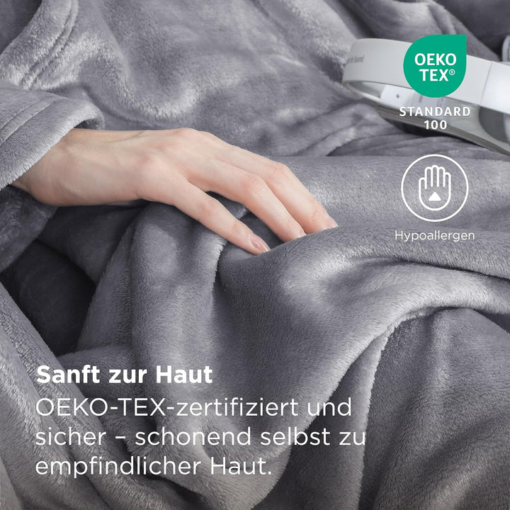 BEDSURE Decke mit Ärmeln als Geschenke für Frauen - Kuscheldecke mit Ärmeln Grau Erwachsene Ärmeldec