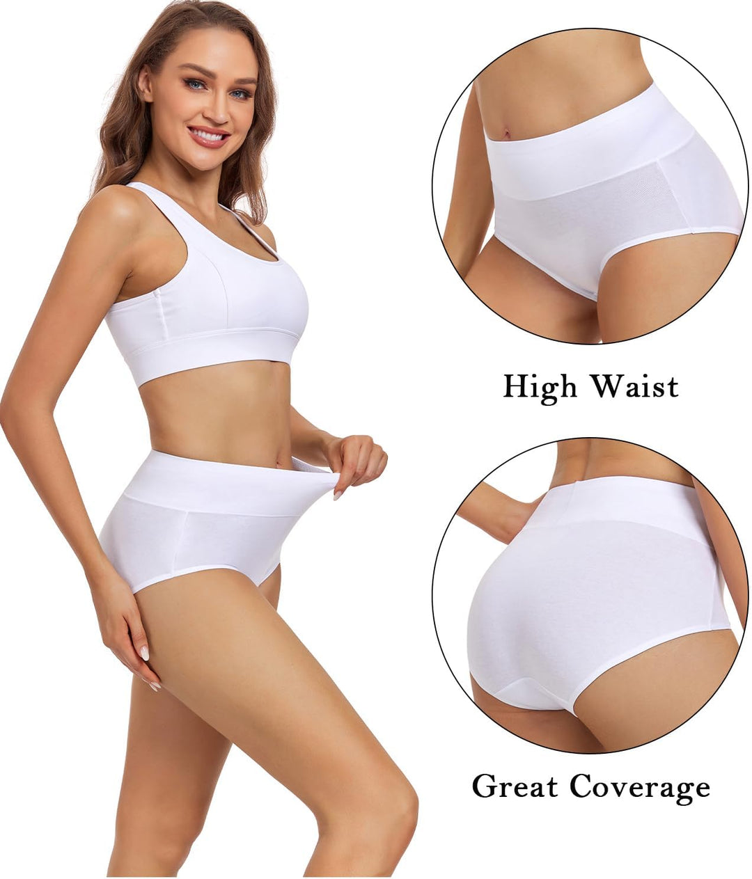 wirarpa Damen Unterhosen Baumwolle Unterwäsche Slips Damen Hohe Taille Taillenslip Weich Frauen 5er
