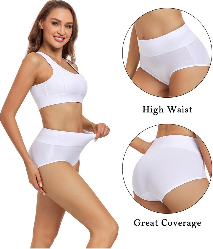 wirarpa Damen Unterhosen Baumwolle Unterwäsche Slips Damen Hohe Taille Taillenslip Weich Frauen 5er