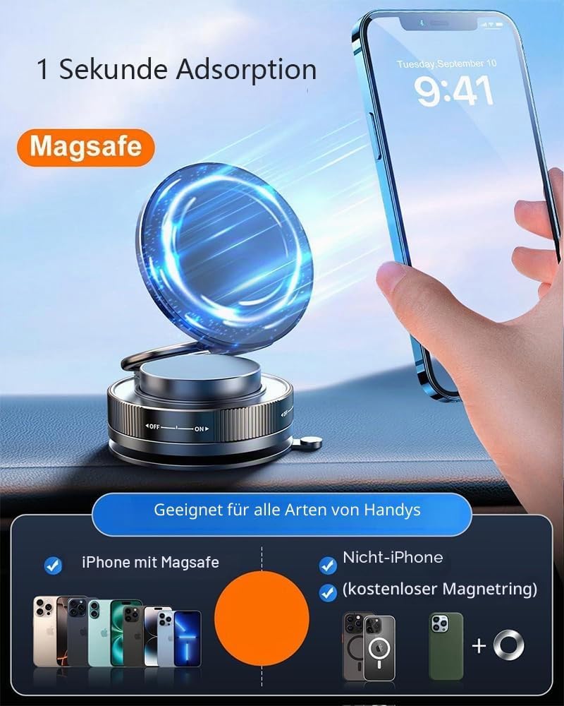 Magnethalter Handy Auto,Handyhalterung für Lüftungslöcher rund Autohalterung Mercedes Benz Schutz ge