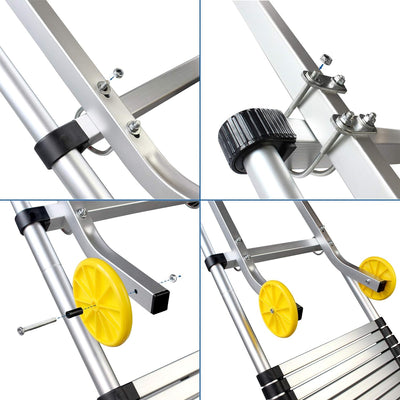 Todeco Leiter Dachhaken Set 0,93m, Firsthaken mit Zubehör, Dachziegel Haken Max Belastbarkeit 150 kg