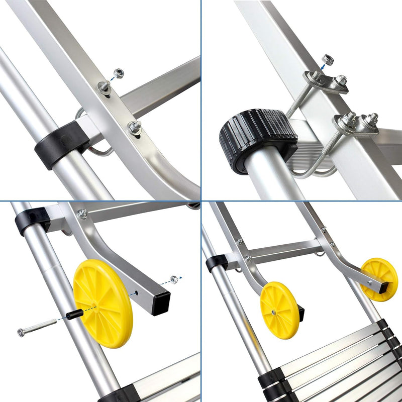 Todeco Leiter Dachhaken Set 0,93m, Firsthaken mit Zubehör, Dachziegel Haken Max Belastbarkeit 150 kg