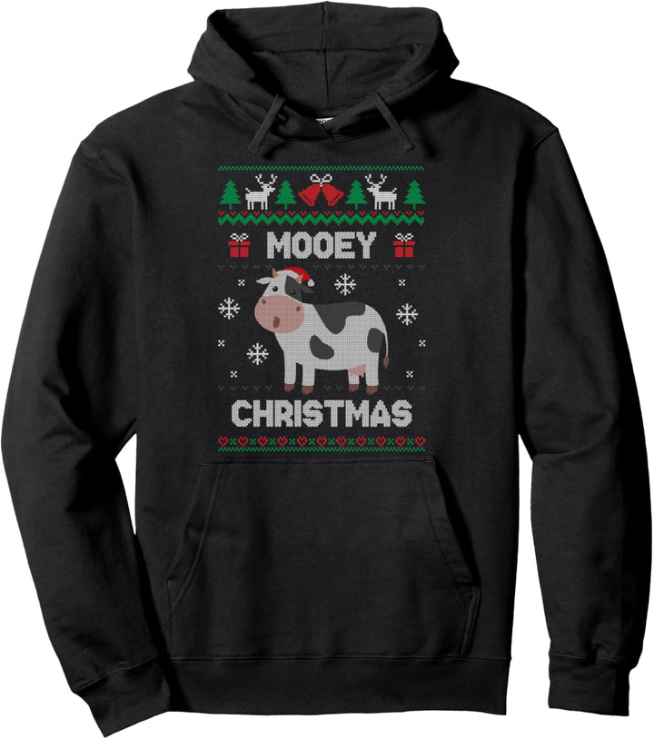 Mooey Christmas Kuh Weihnachtsmann Ugly Christmas Sweater Pullover Hoodie
