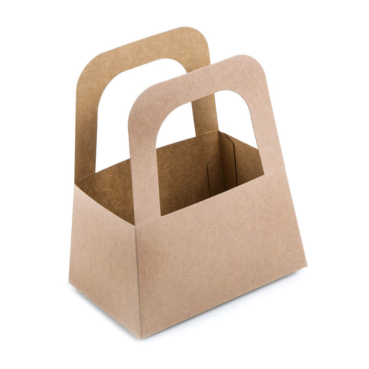 Logbuch-Verlag 25 kleine Kraftpapier Körbchen braun natur - Geschenkverpackung mini Korb mit Henkel