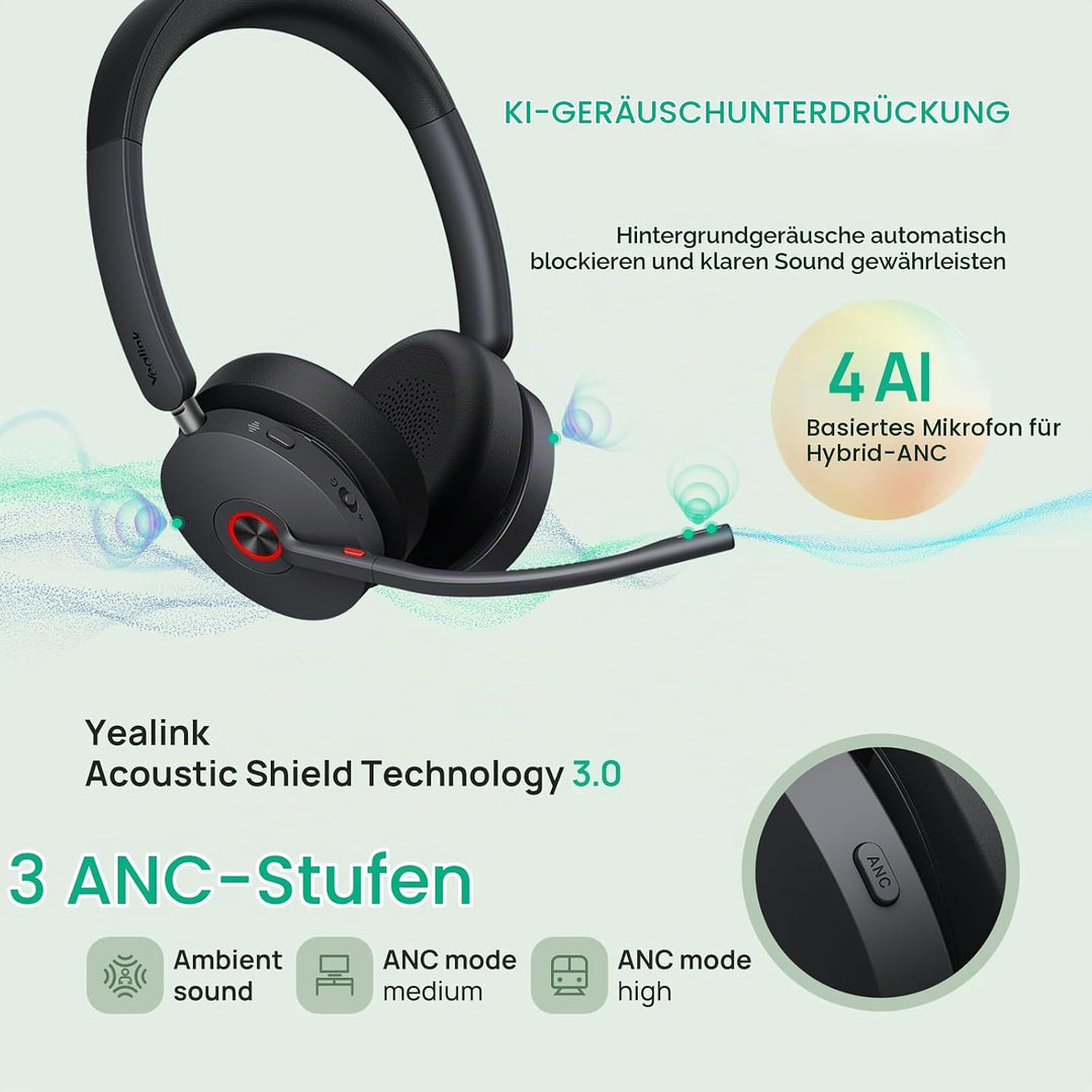 Yealink WH68 All-in-One UC-Workstation - DECT &amp; Bluetooth Wireless Headset mit 4-Zoll Touchscreen, H