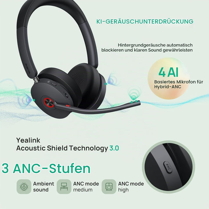 Yealink WH68 All-in-One UC-Workstation - DECT &amp; Bluetooth Wireless Headset mit 4-Zoll Touchscreen, H