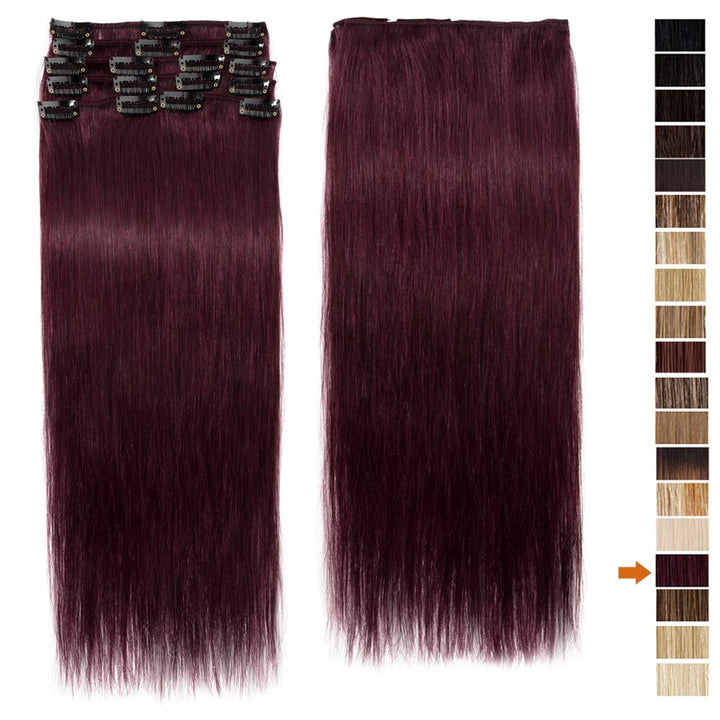 SEGO Extensions Clip in Echthaar Echthaar 8 Pcs Haarverlängerung Haarteil natürliches glatt Remy Haa