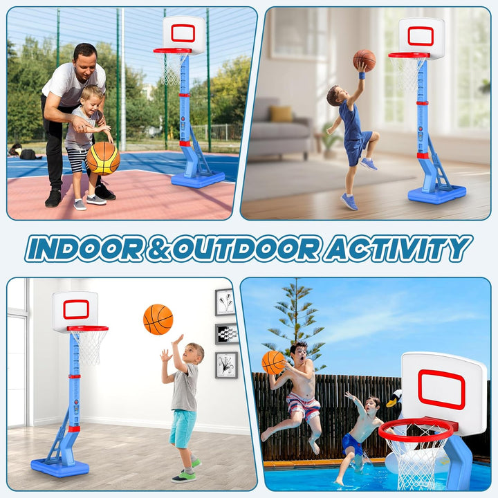 Kinder Basketballkorb,Basketballkorb Indoor Outdoor Réglable en 5 hauteurs 70-138 cm mit Mini Basket
