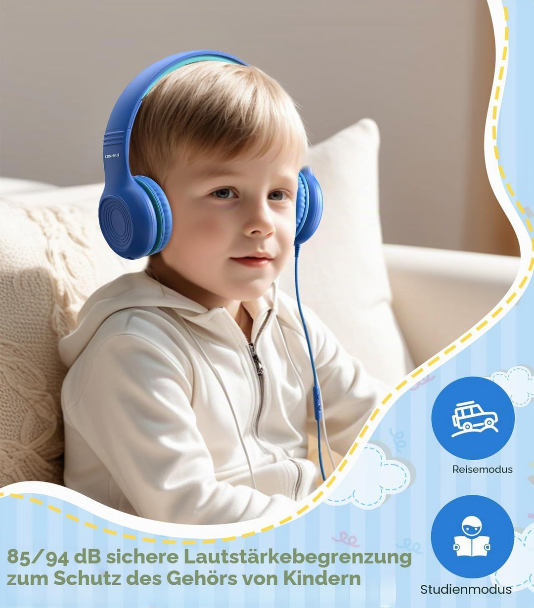 Upgrade USB Typ C Kinder-Kopfhörer, kabelgebundene Kopfhörer für Kinder mit Mikrofon für Jungen und