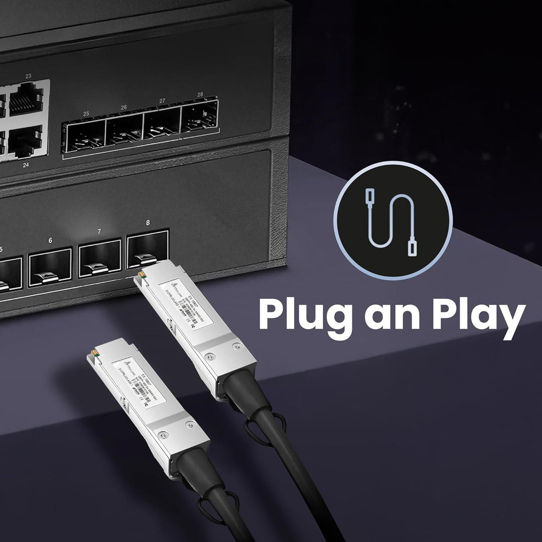 Extralink DAC QSFP+ Kabel 3m – Passives Twinax Kabel 40Gbit, QSFP+ zu QSFP+, MSA kompatibel, für Ubi