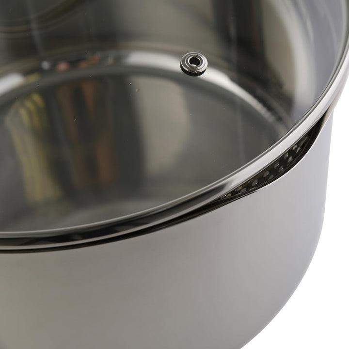 axentia Kochtopf Pado mit Deckel aus Glas, Küchen-Geschirr aus Edelstahl, Induktionstopf für alle He