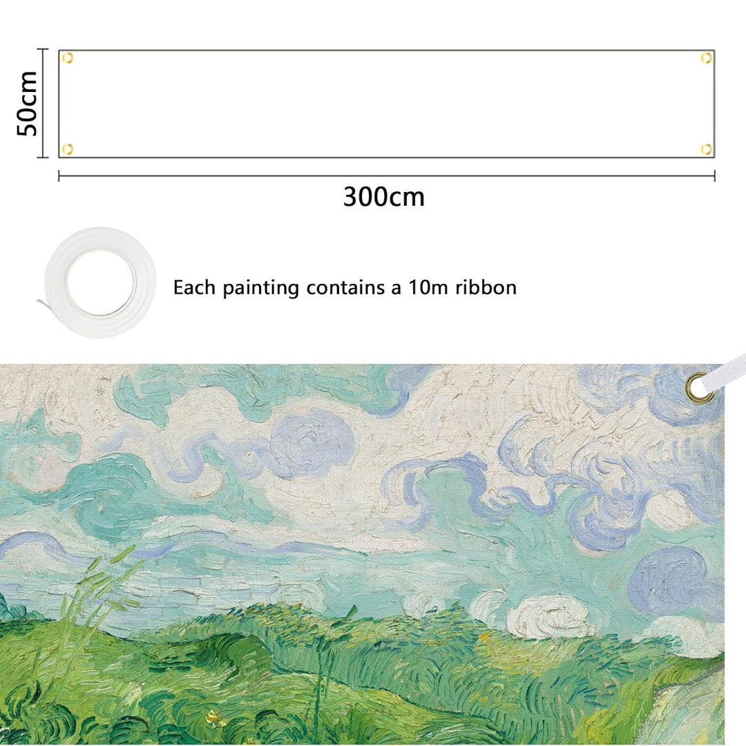 OMJMYY Grosses Banner Weiss 300 x 100 cm, Leeres Banner mit 10 m Hängendem Seil, Polyester Lackierba