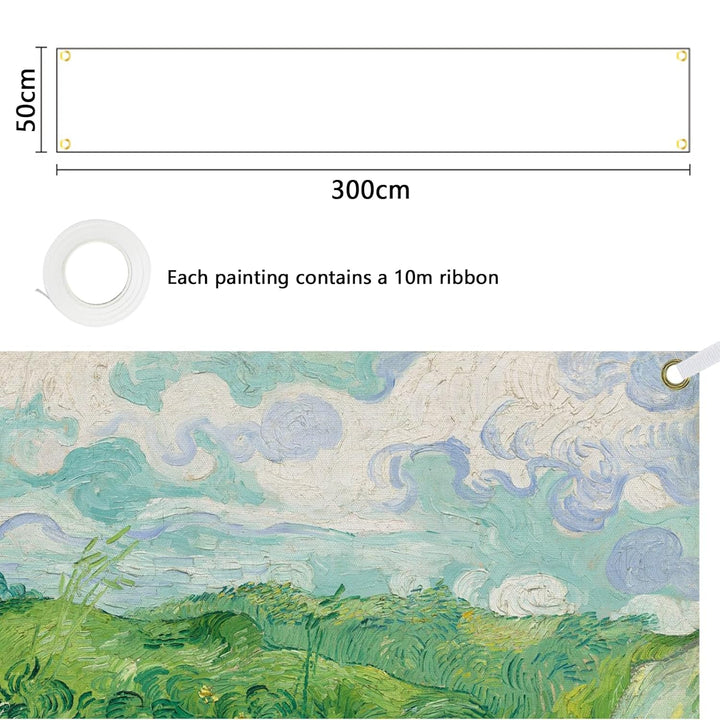 OMJMYY Grosses Banner Weiss 300 x 100 cm, Leeres Banner mit 10 m Hängendem Seil, Polyester Lackierba